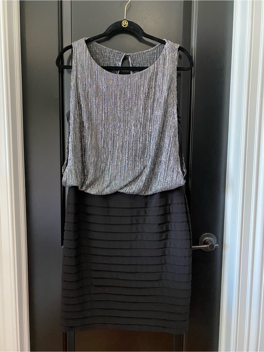 Scarlett Silver and Black Sleeveless Layered Mini Dress